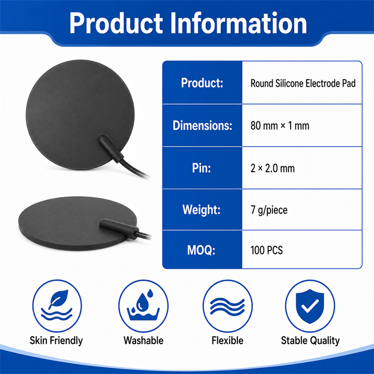 Round Silicone Electrode Pad 80mm × 1mm for TENS and EMS Therapy - Image 7