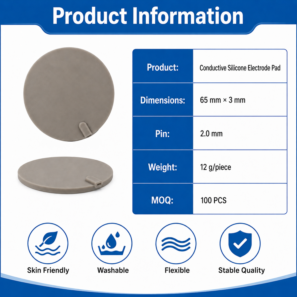 Reusable Conductive Silicone Electrode Pad 65 X 3mm For TENS EMS - Image 7