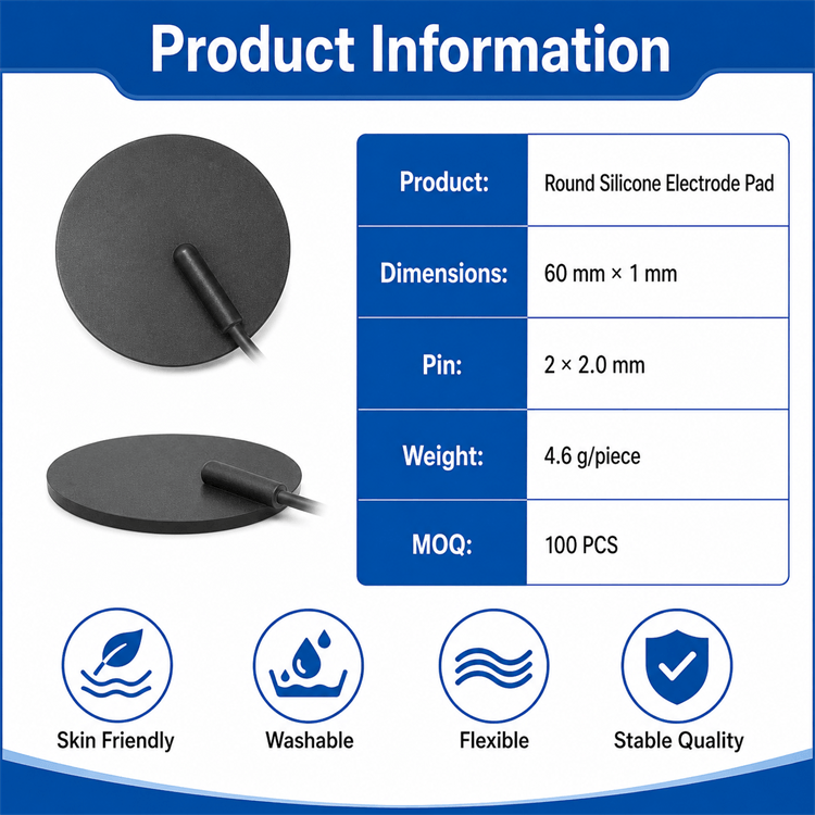 Round Silicone Electrode Pad 60mm x 1mm for TENS and EMS Therapy - Image 7