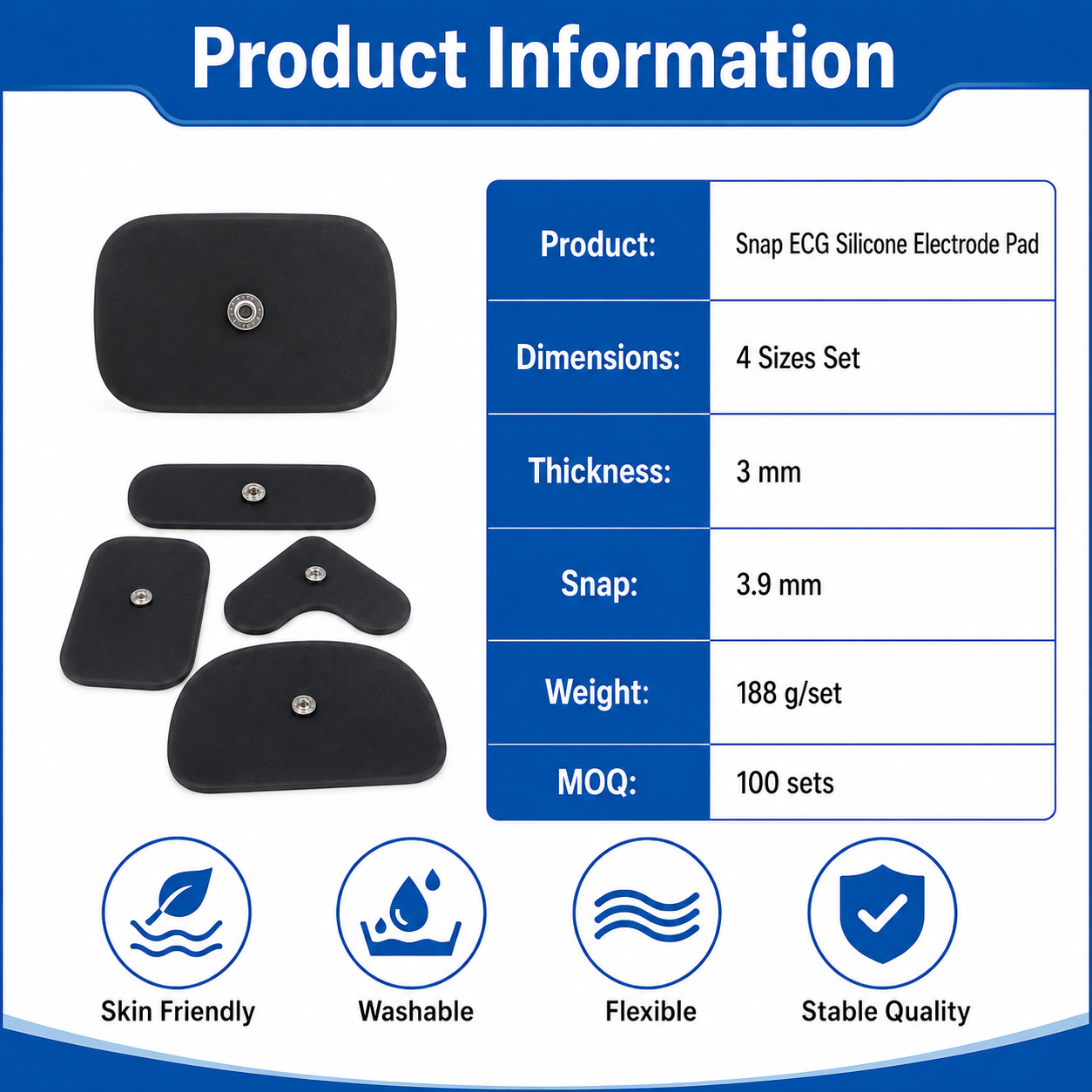 Snap ECG Silicone Electrode Pad For TENS EMS Physiotherapy - Image 7