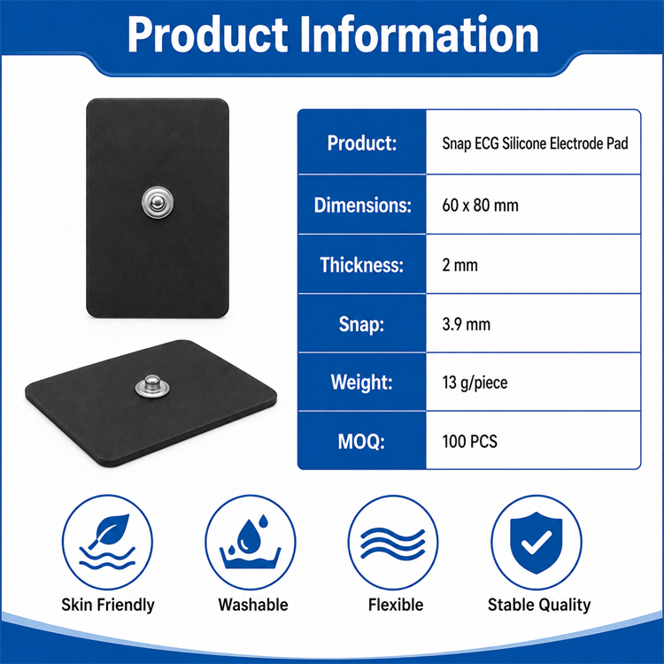 Snap ECG Silicone Electrode Pad 60 x 80mm for TENS and EMS Therapy - Image 7