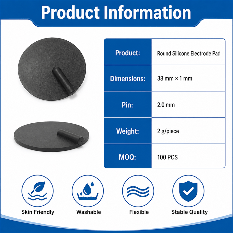 Round Conductive Silicone Electrode Pad 38mm For TENS EMS Therapy - Image 7