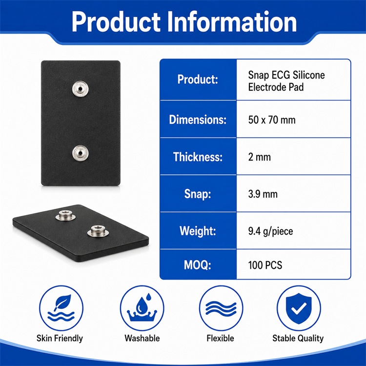 Snap ECG Silicone Electrode Pad 50 x 70mm - Reusable for TENS & EMS - Image 7